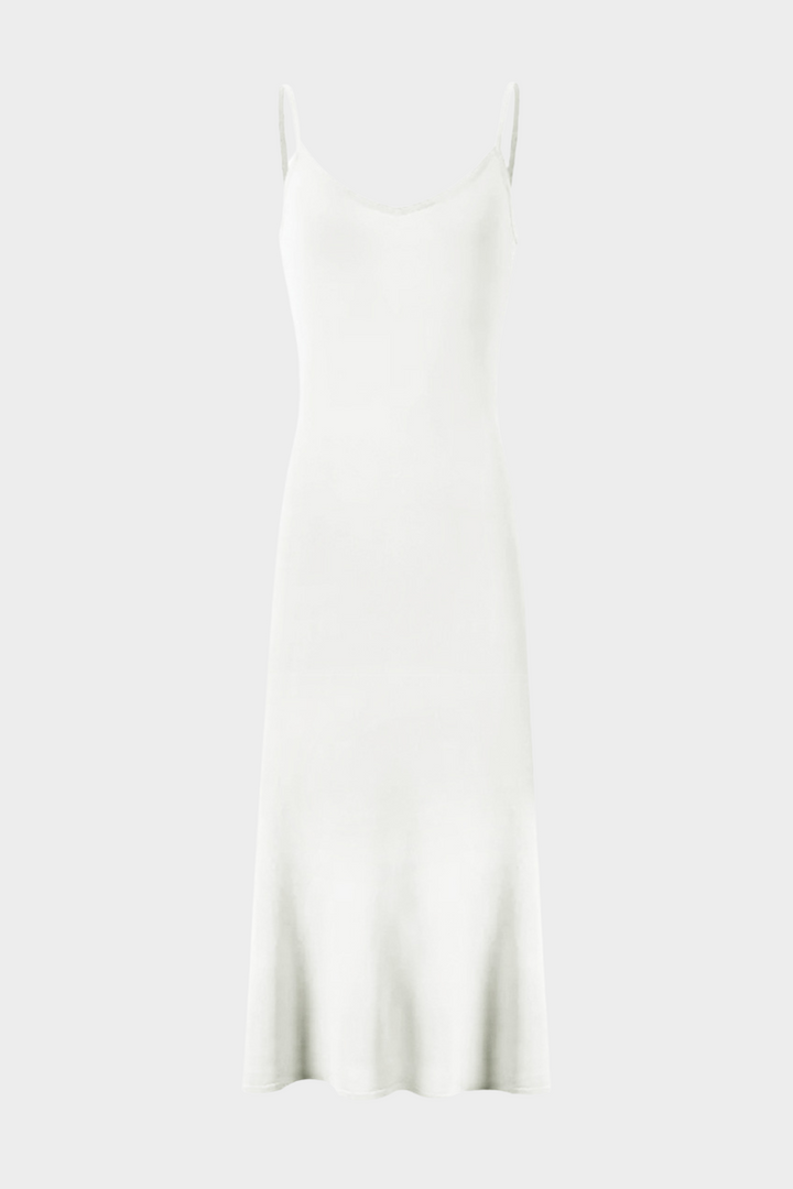 Lily – Silk Knit Pearl Button Suspender Maxi Dress