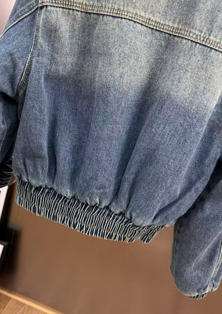 Jolie Denim Fur Collar Jacket  Fleece Lined Straight Jeans Set