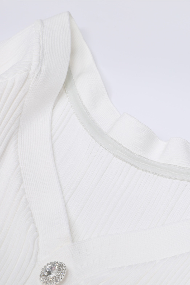 Élise Off Shoulder Crystal Knit Mini dress