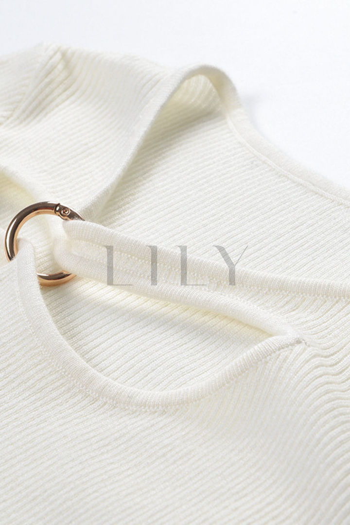Basic Hollow Slim Wool Knit Top