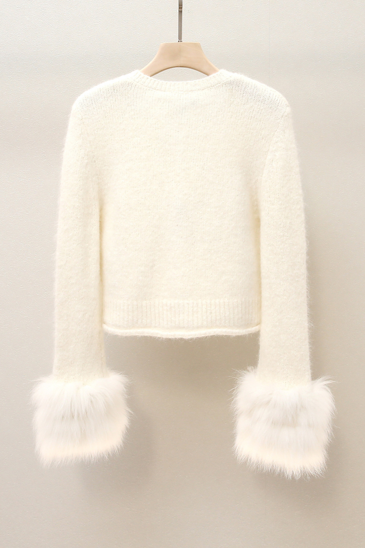 Ivory Serenade Fur Cardigan Top