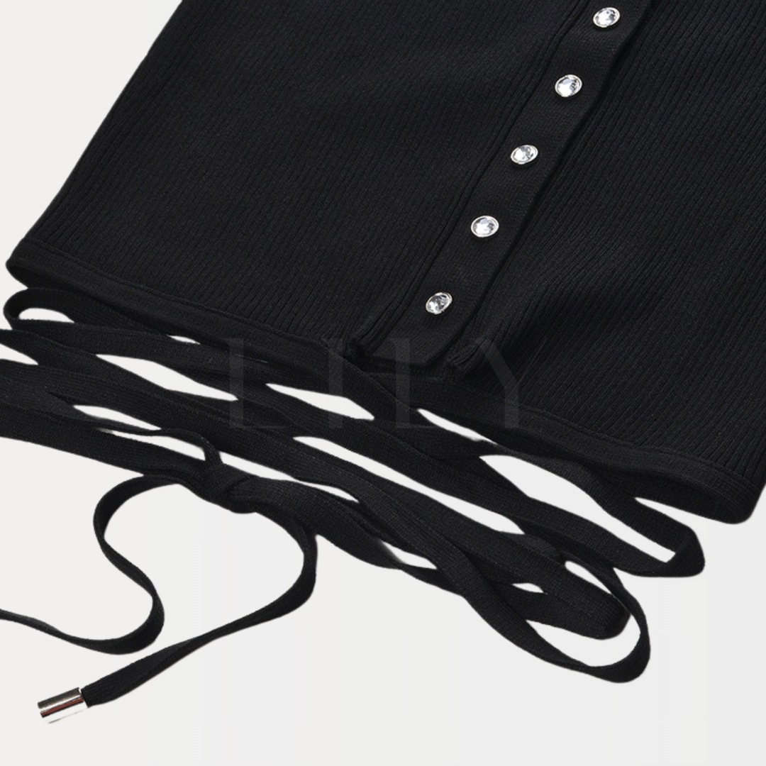Noir Buttoned Crop Top