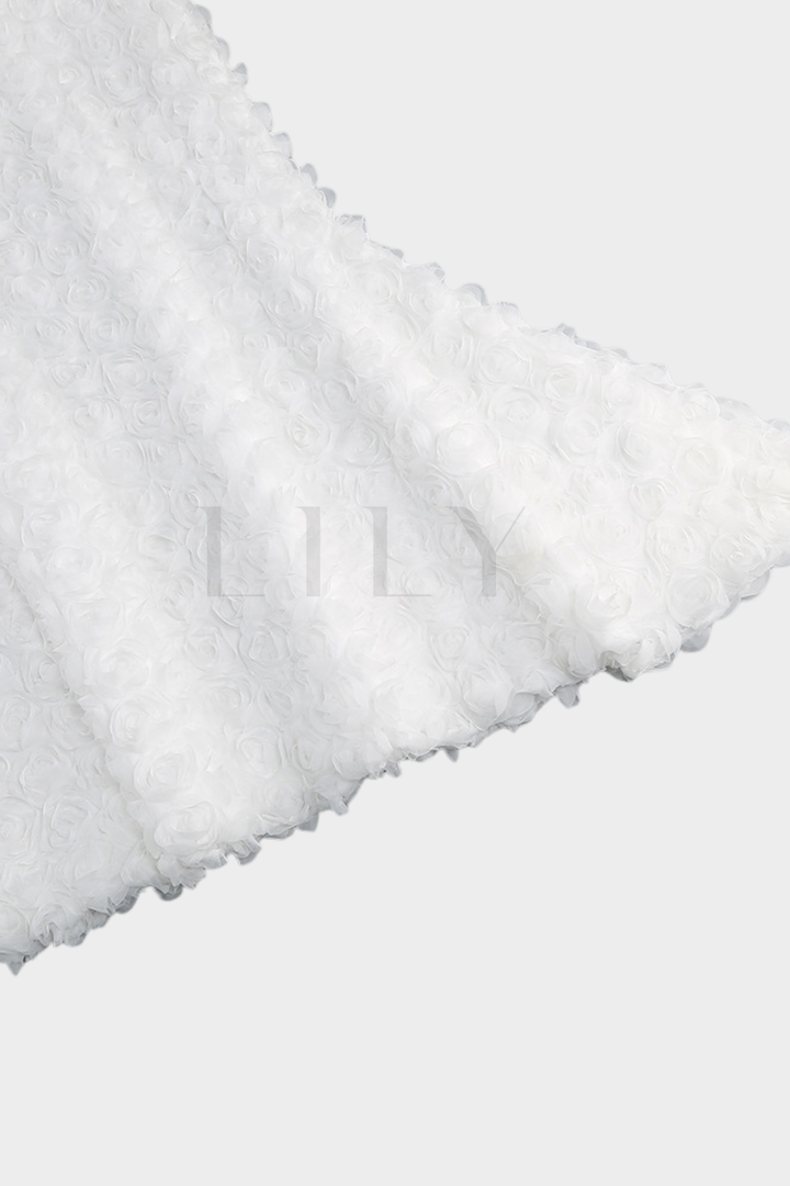 Vienna White Rose Floral Backless Fishtail Maxi Dress