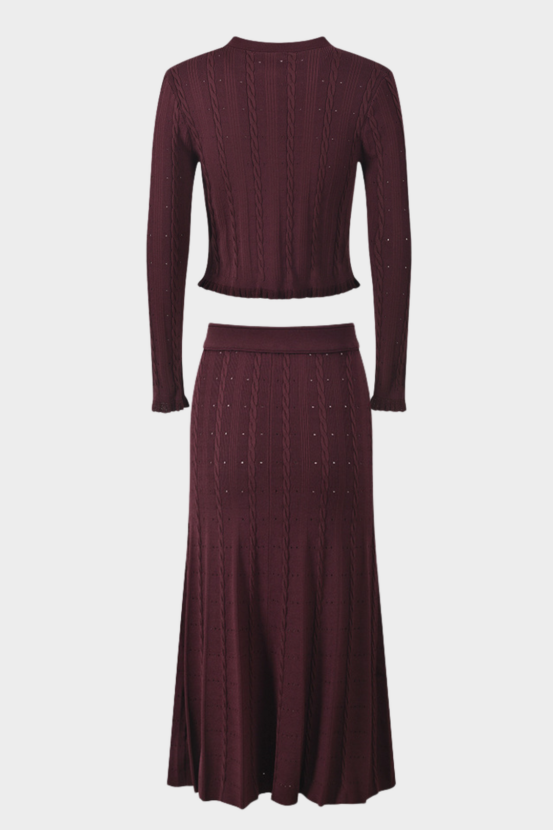 Lily – Knit Elegant Cardigan Top & High Waist Maxi Skirt Set
