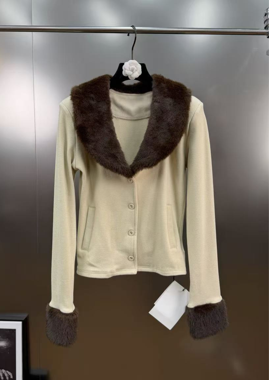 Luxe Fur Collar Knit Jacket
