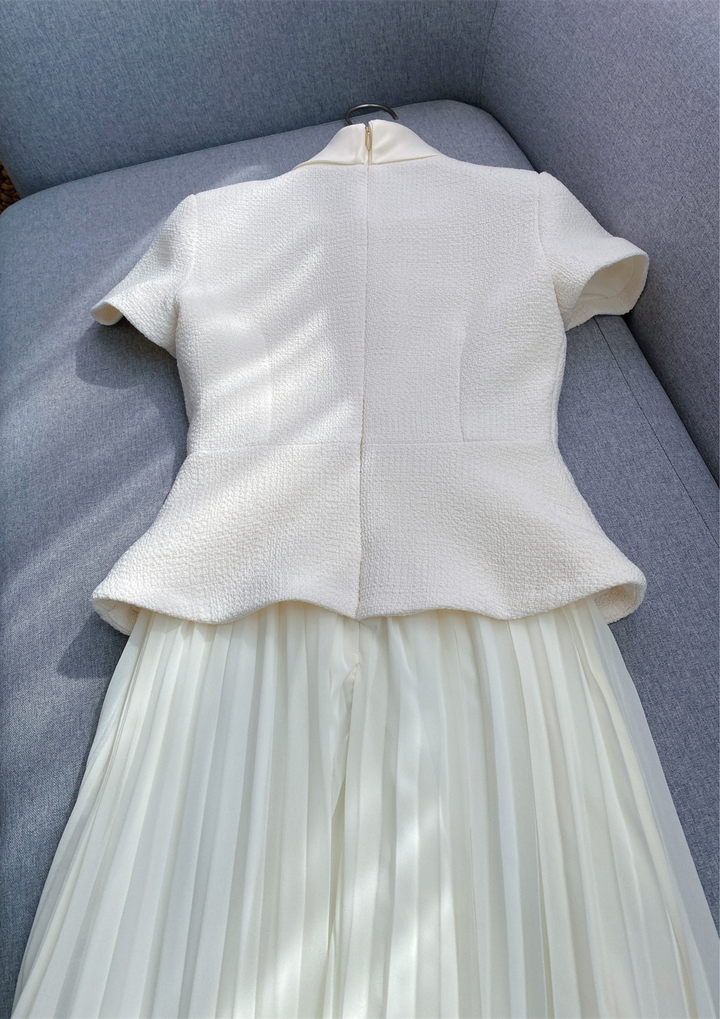 Tweed Elegance Mesh Knit Maxi Dress