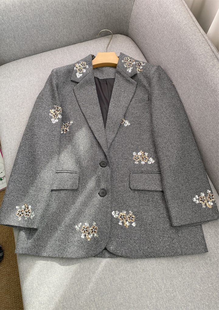 Classic Chic Embellished Sequin Wool Knit Set