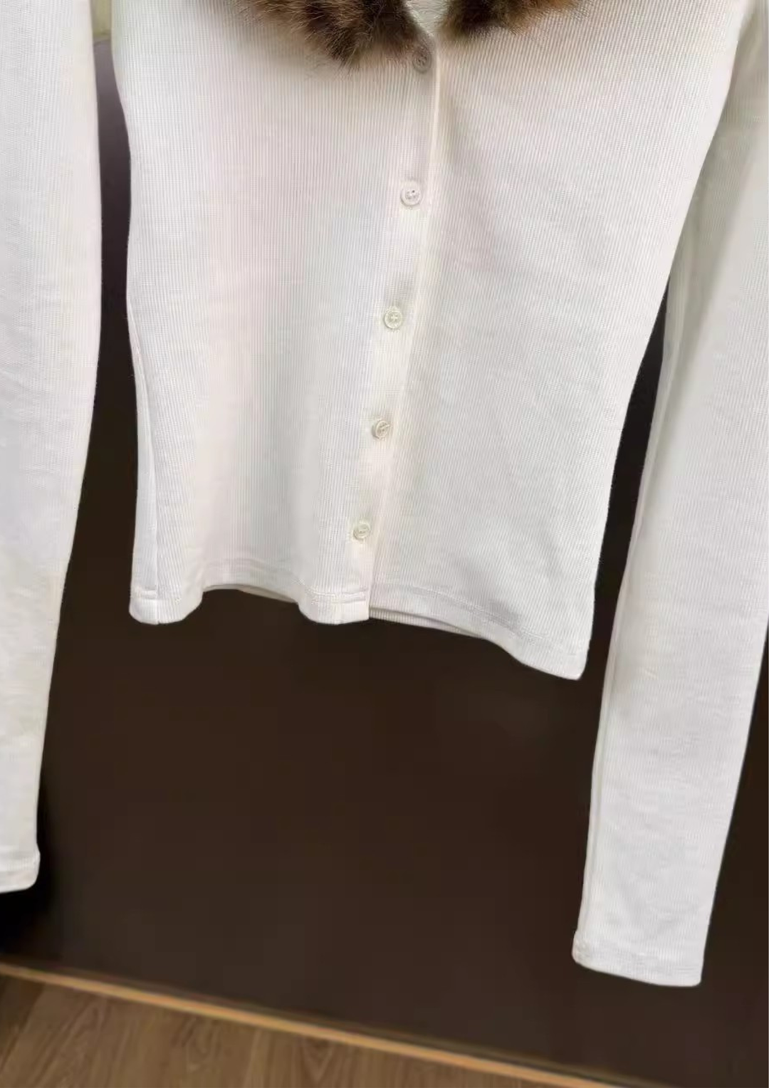 Plush Leopard Fur V Neck Knit Cardigan Top