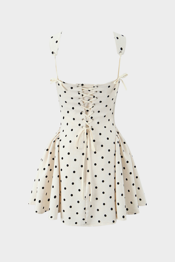 La Belle Polka Puff Strappy Mini Dress