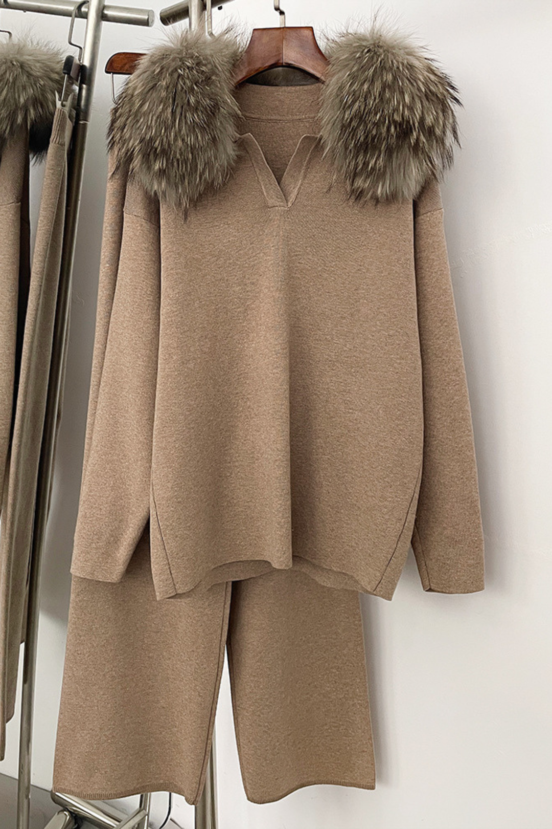 Velora Real Fox Fur Knit Lounge Set - Fur Contrast Edition