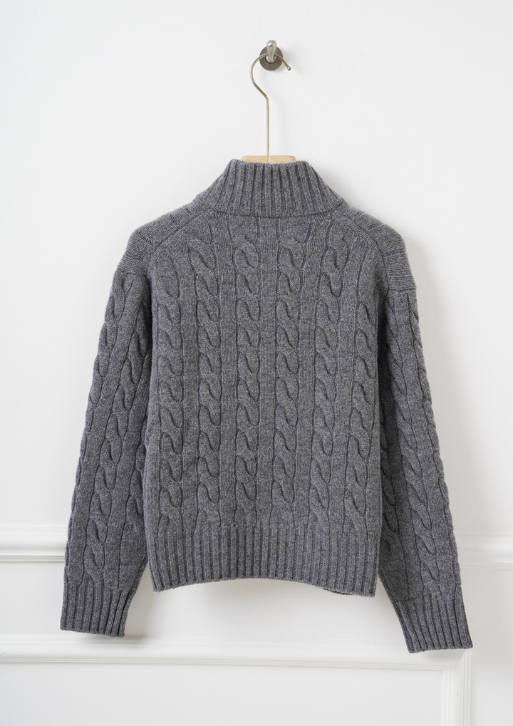 Half Zip Cable Knit Sweater