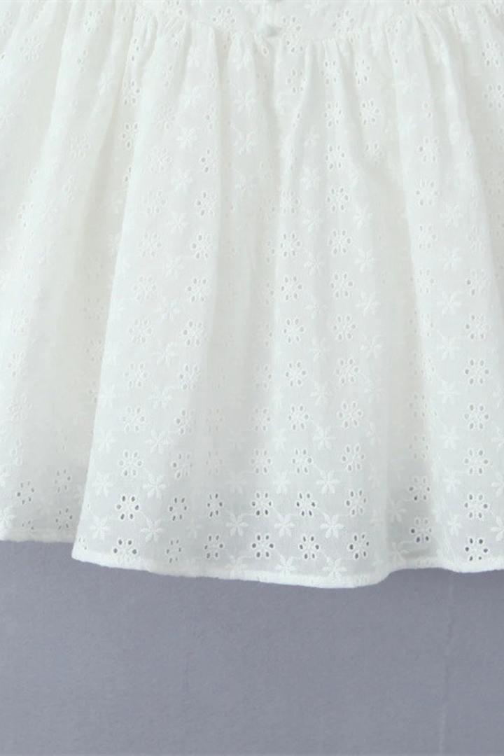 Lily White Embroidered Lace Straps Cute Mini Dress