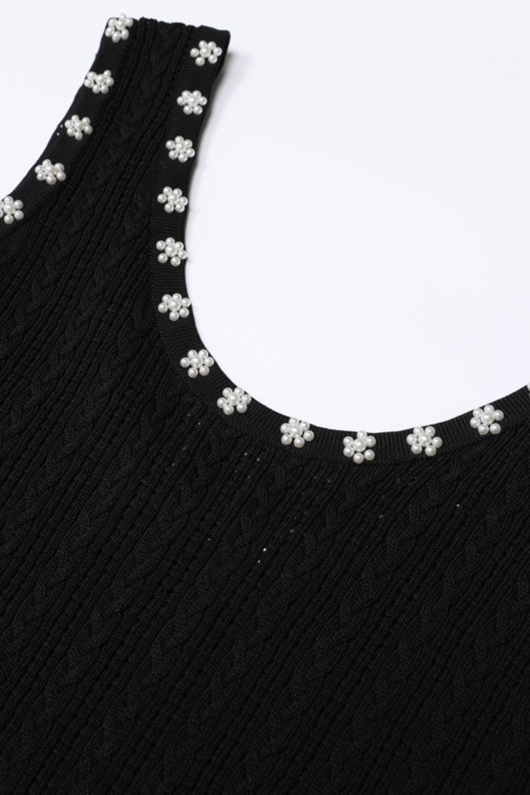 Rosette Pearl Knit  Flower Dress