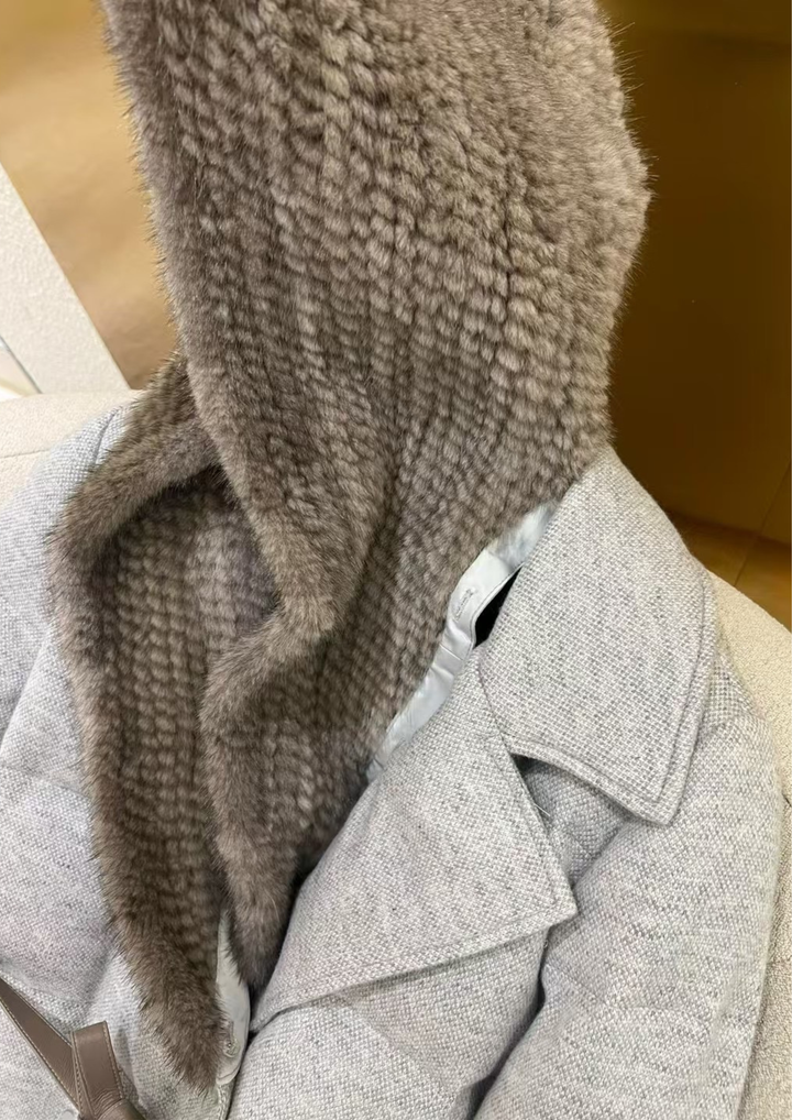 Bianca Mink Braided Hood Goose Down Coat