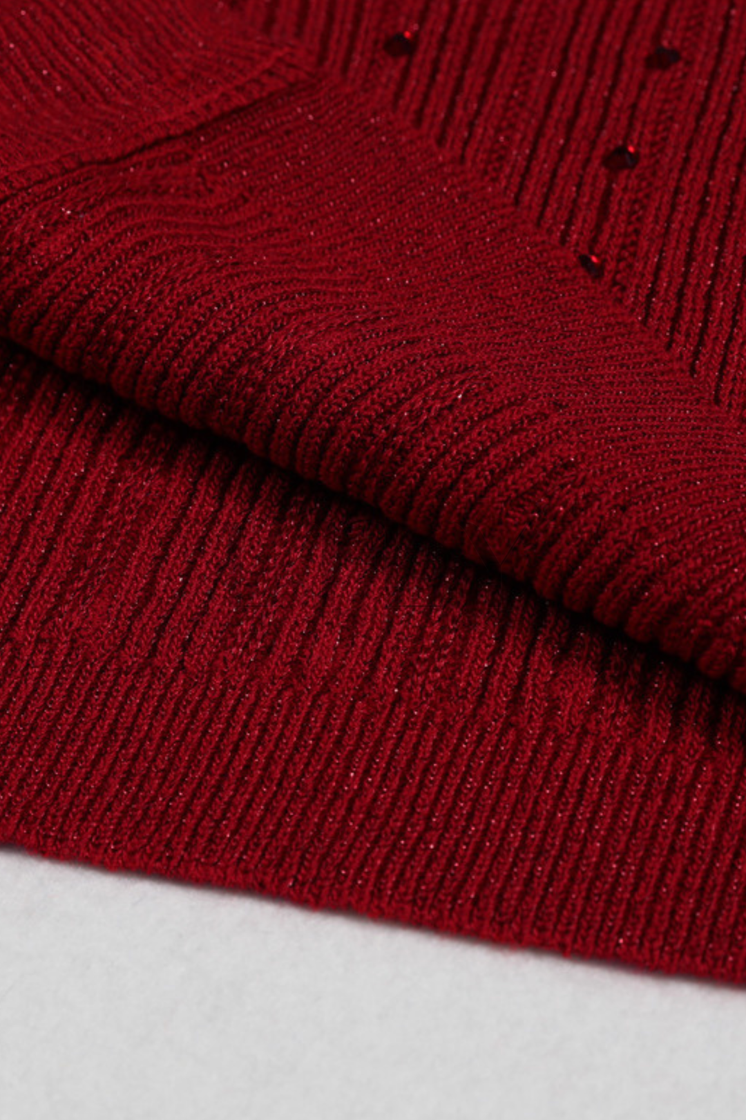 Maribel Contrast Collar Diamond  Knit 3 Piece Set