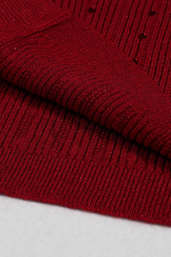 Maribel Contrast Collar Diamond  Knit 3 Piece Set