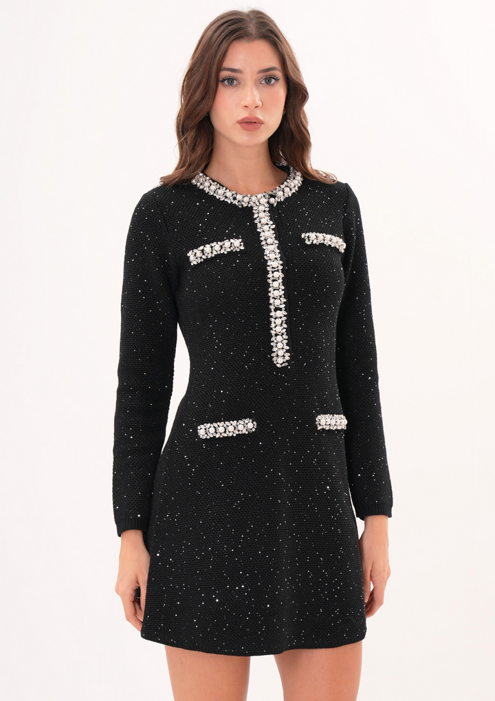 Averly pearl Luxe Sequin Knit Sparkle Mini Dress