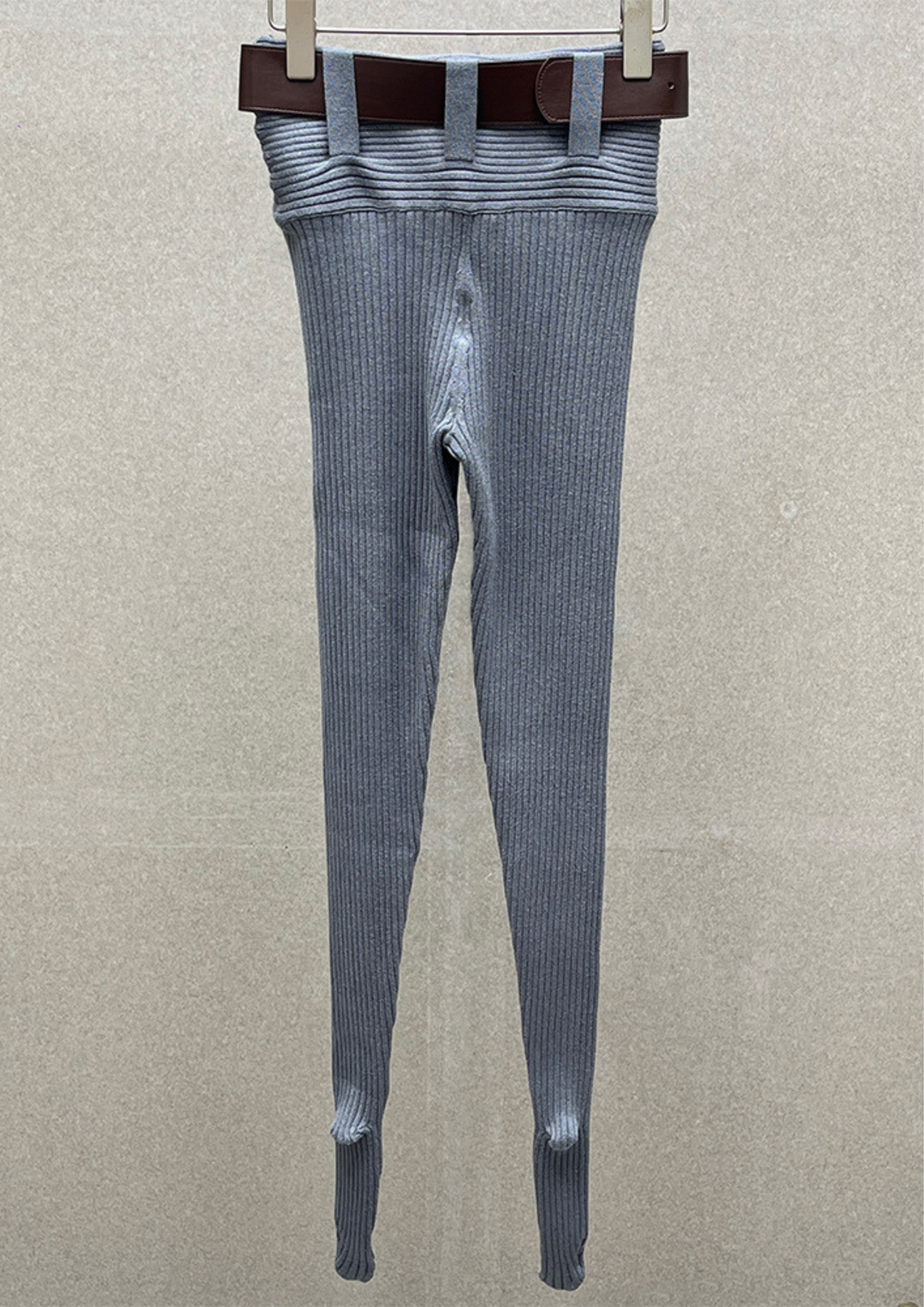 Eliana Wool Ribbed Knit Bodysuit & Legging Adjustable Belt  Set