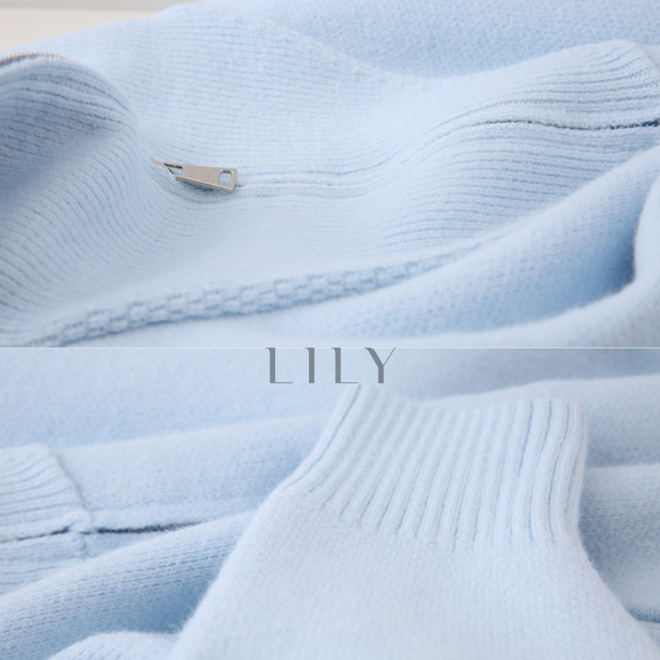 Comfy Naya  High Neck Zip Knit Set