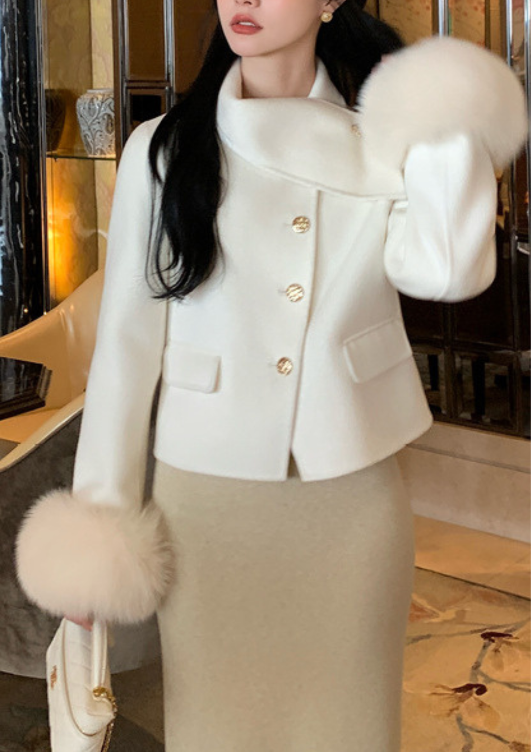 Serena Fox Cuff Cashmere Jacket