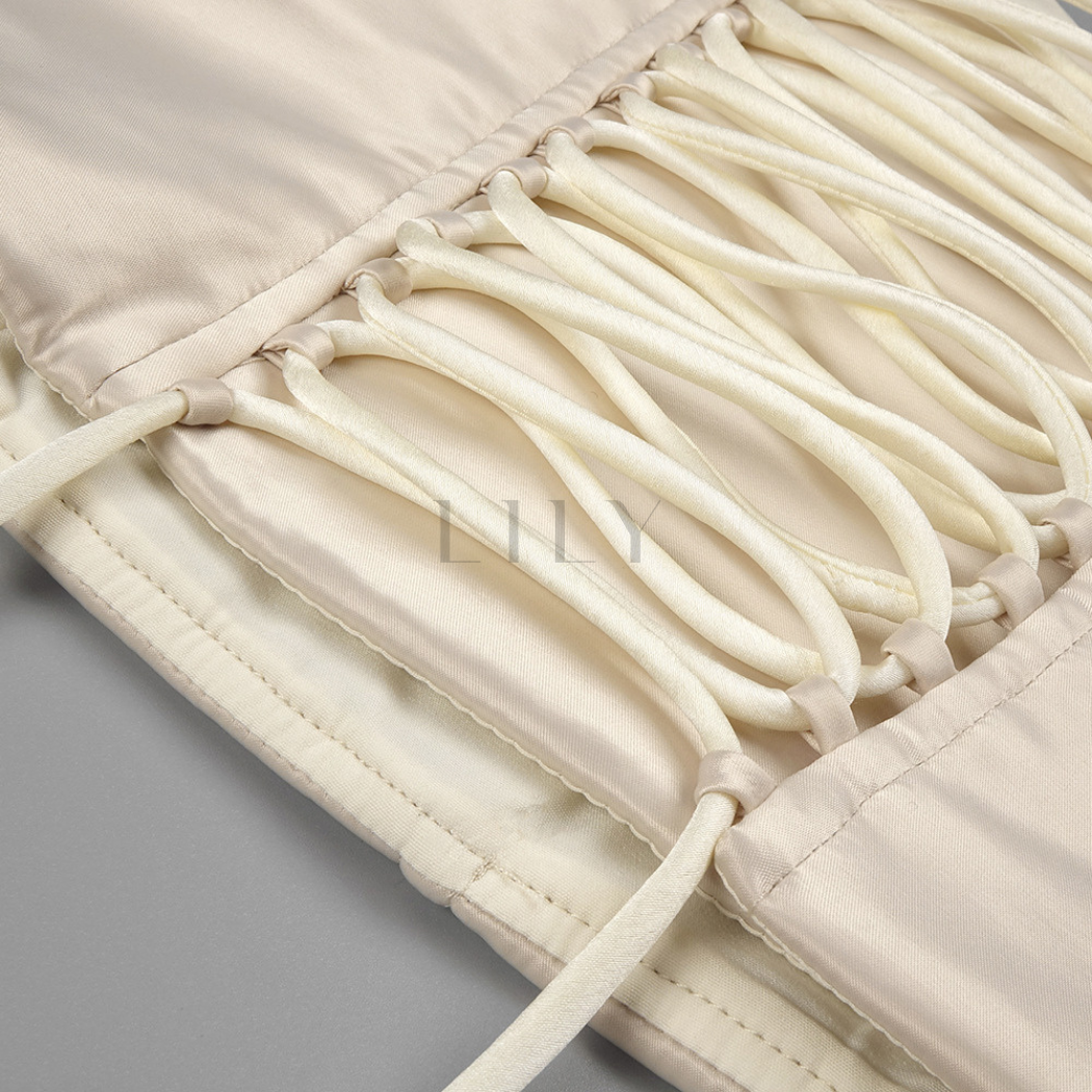 Strapless Chiffon Soft Ruffles Corset Maxi Dress