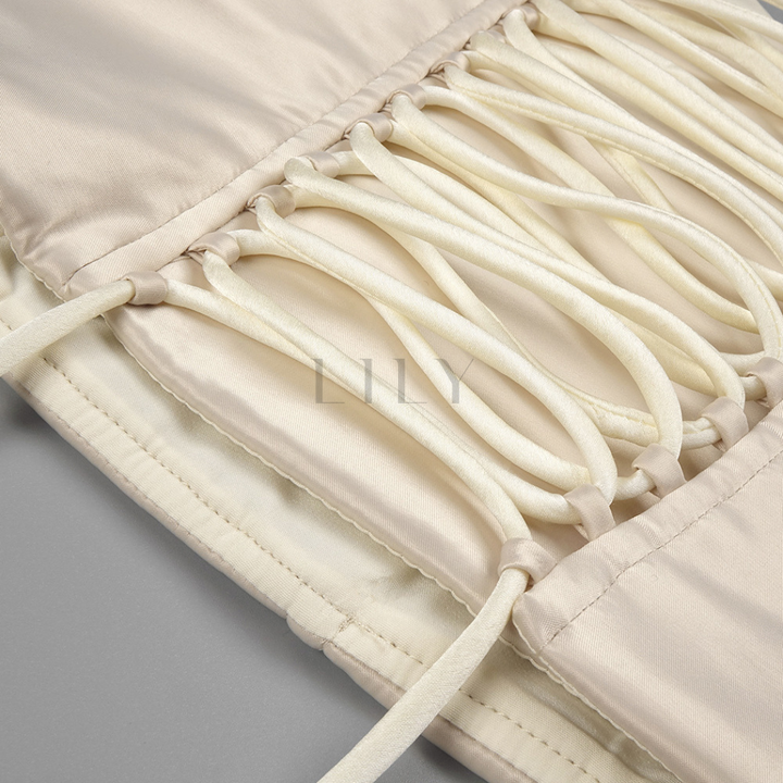 Strapless Chiffon Soft Ruffles Corset Maxi Dress