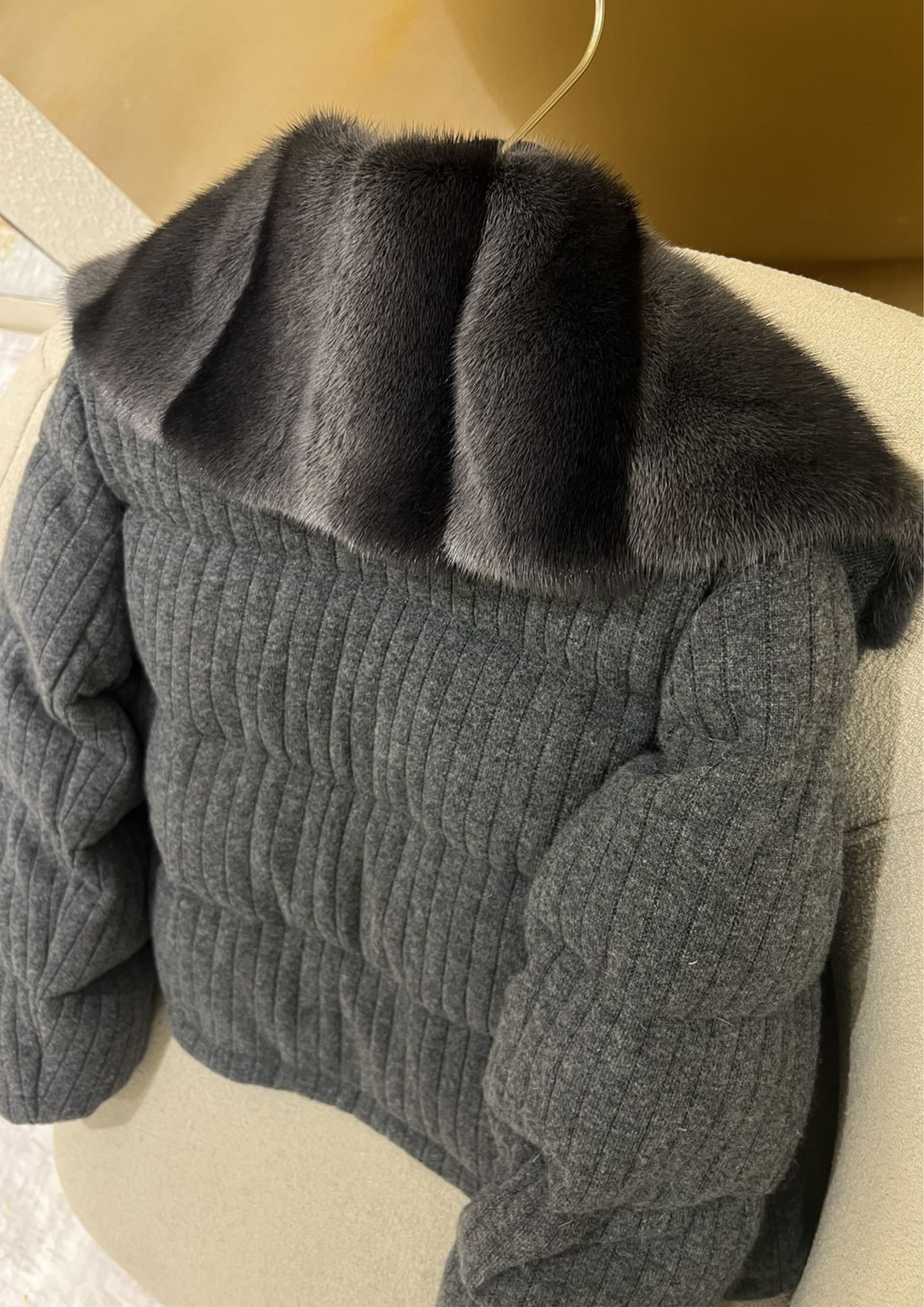 Lilia Warm Goose Down Wool Mink Fur Jacket