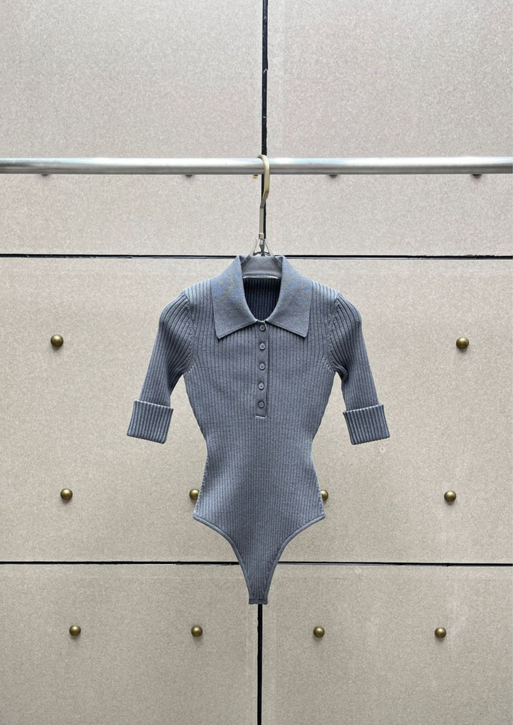 Eliana Wool Ribbed Knit Bodysuit & Legging Adjustable Belt  Set