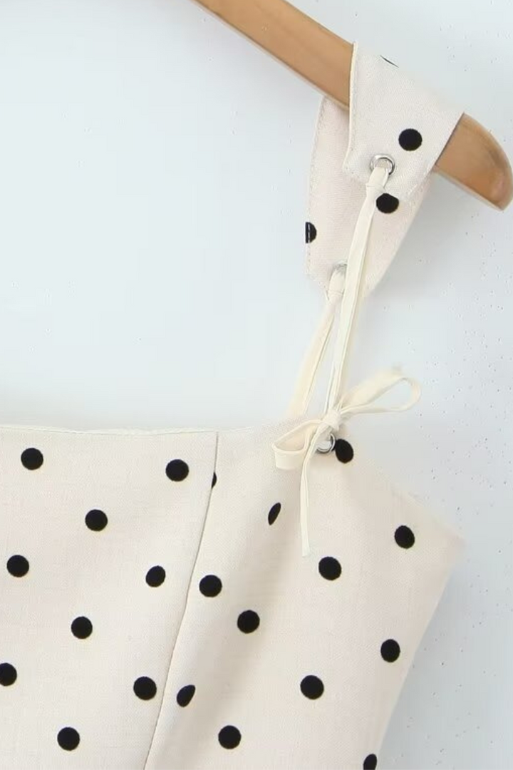 La Belle Polka Puff Strappy Mini Dress