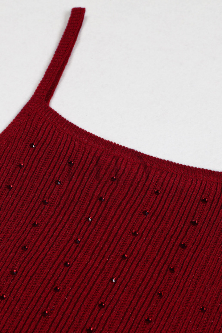 Maribel Contrast Collar Diamond  Knit 3 Piece Set