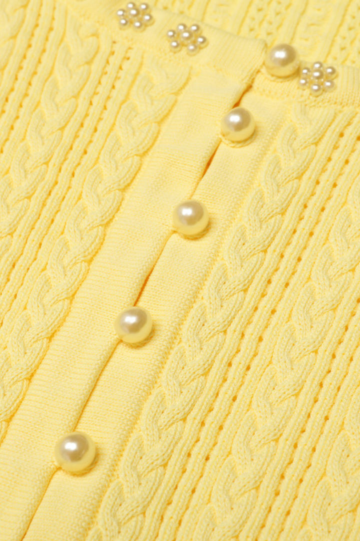 Rosette Pearl Knit Flower Cuffs  Top