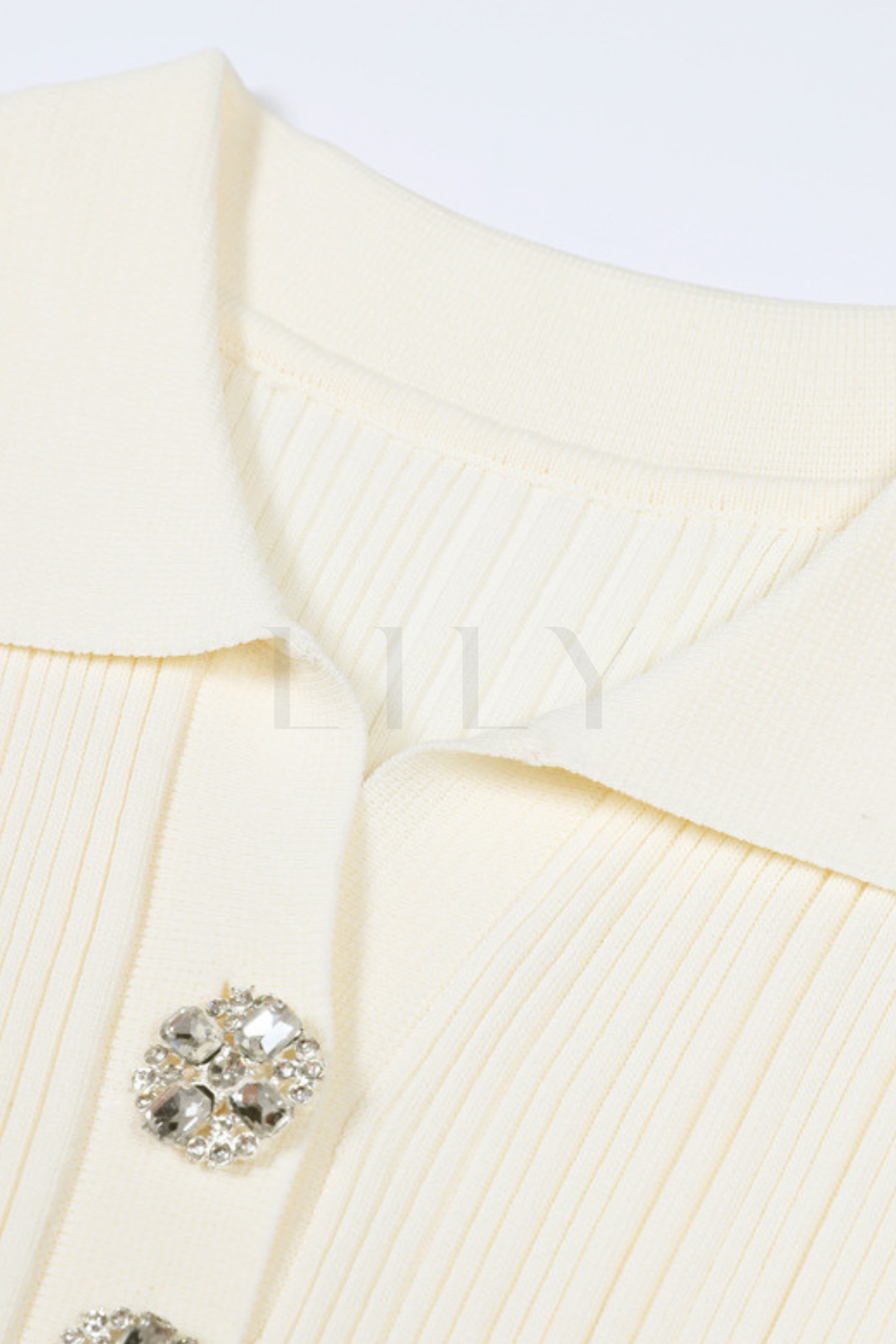 Chérie Knit Crystal Button Pleated Mini Dress