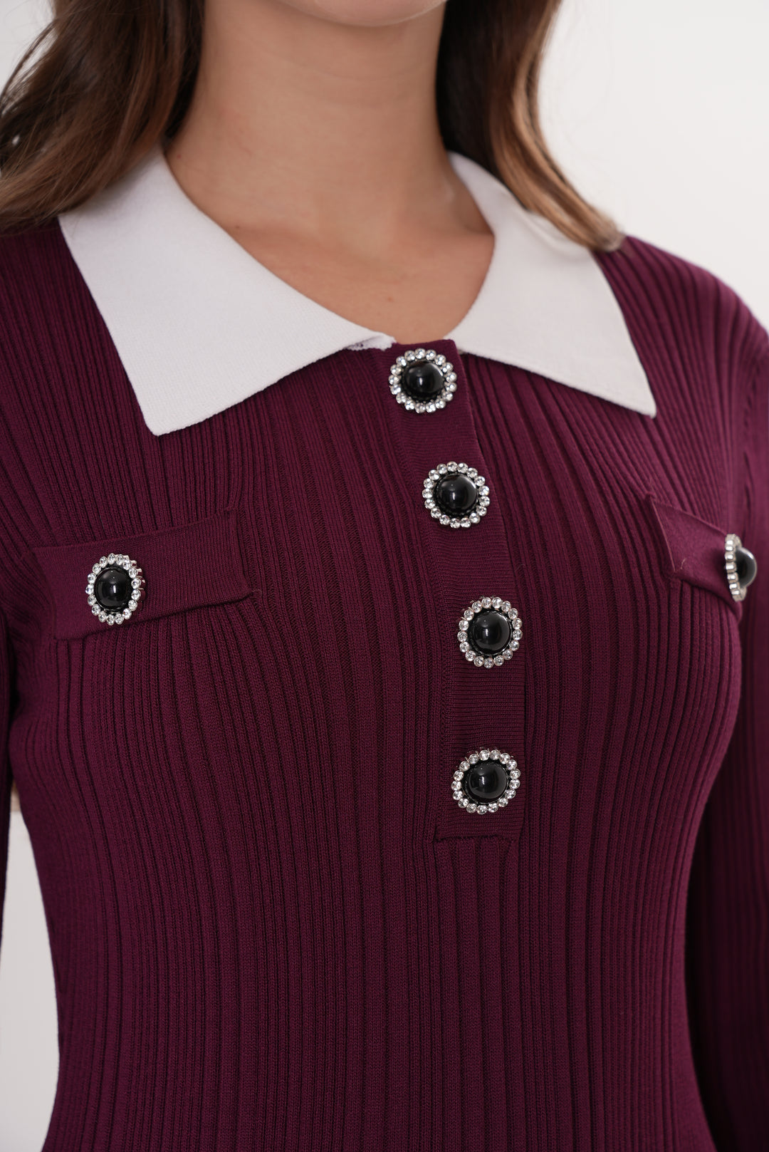 Gem Elegance Polo Knit Mermaid Maxi Dress