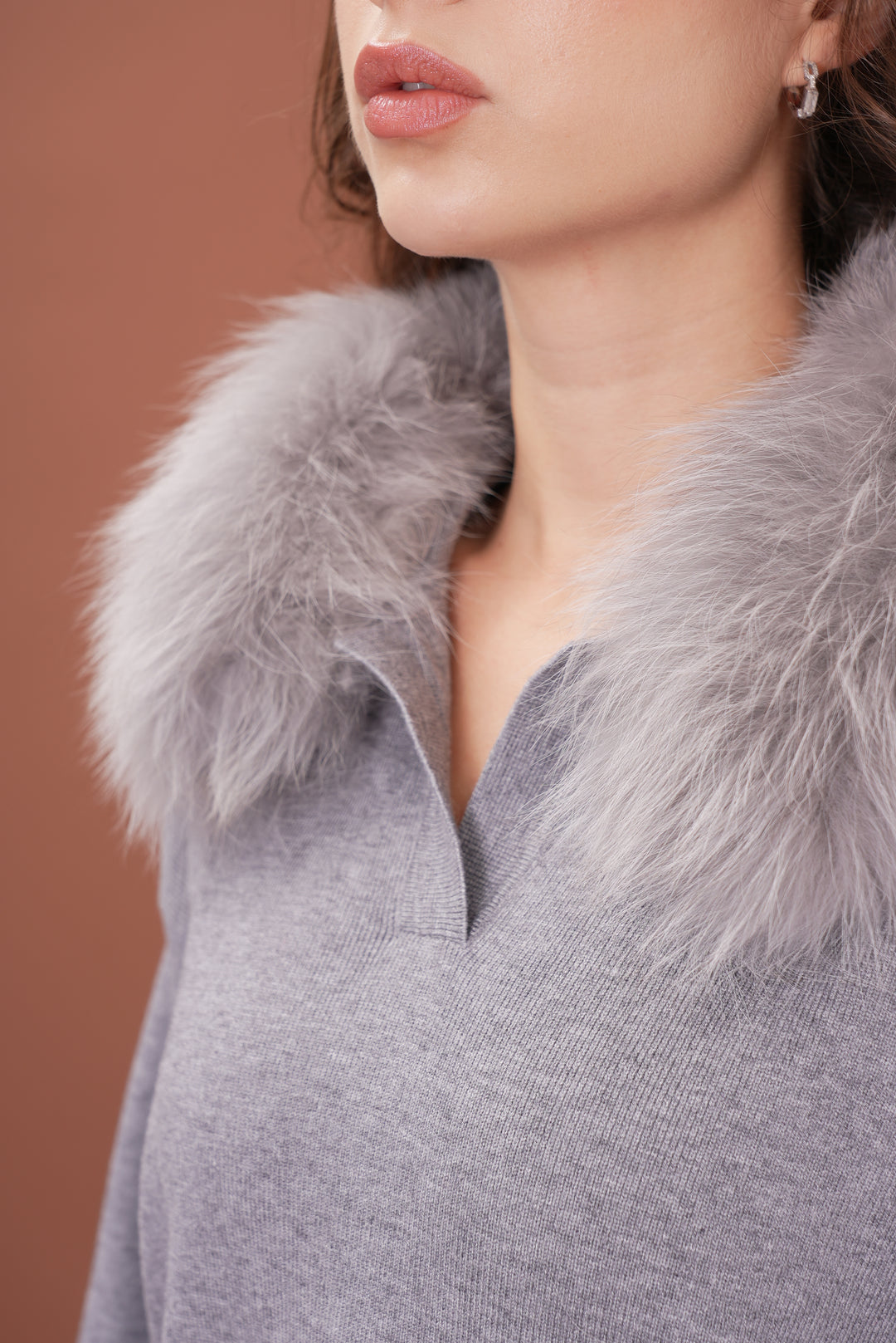 Velora Real Fox Fur Knit Lounge Set - Fur Cuff Edition