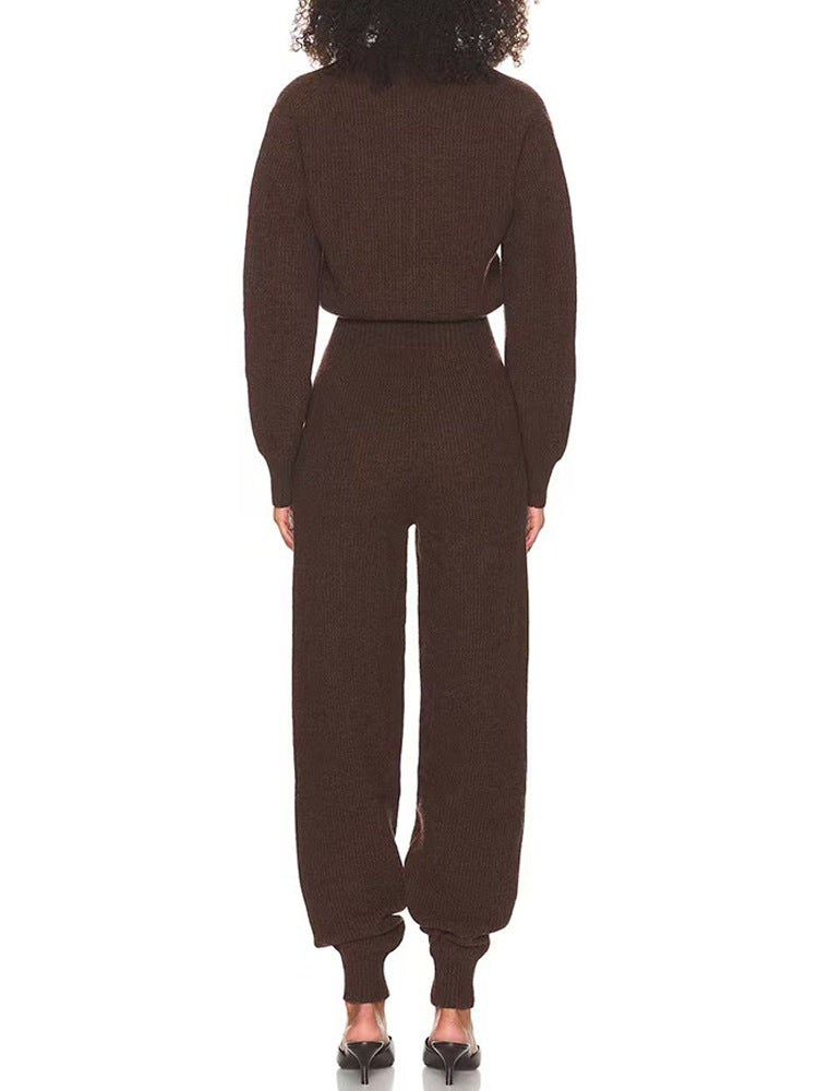 Natasha Pure Wool Ribbed Knit Jumpsuit