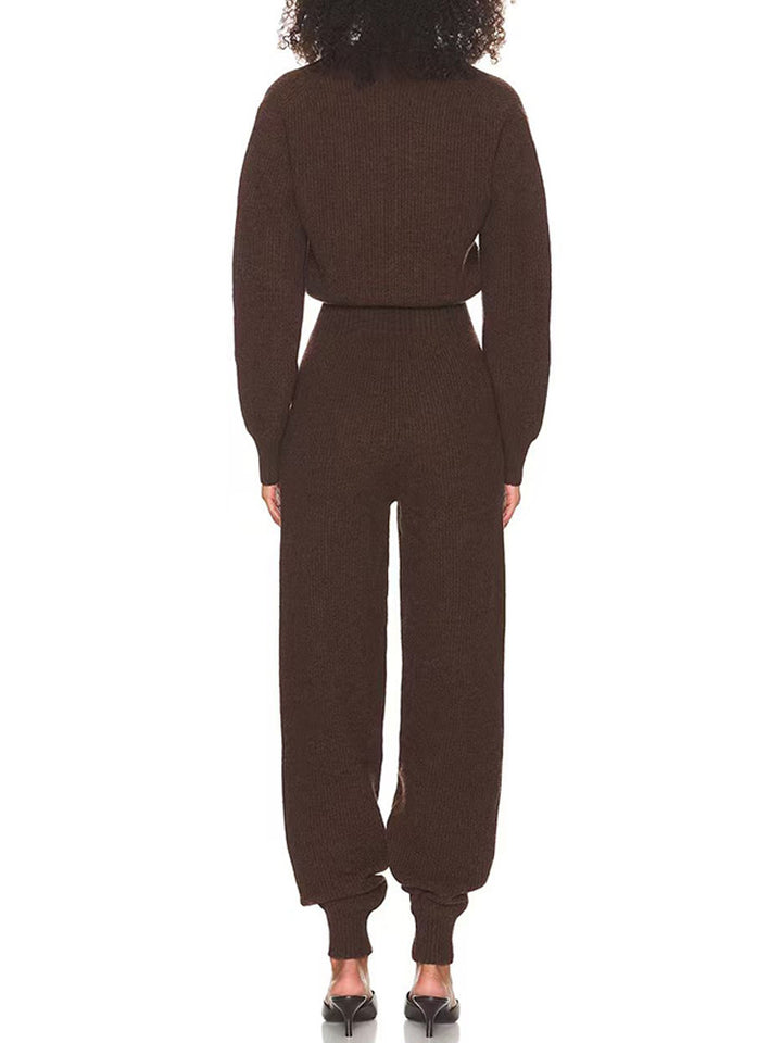 Natasha Pure Wool Ribbed Knit Jumpsuit