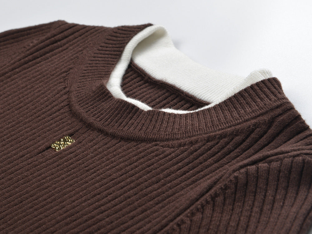 Contrast Stretch Soft  Viscose Knit Top