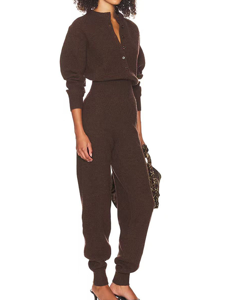 Natasha Pure Wool Ribbed Knit Jumpsuit