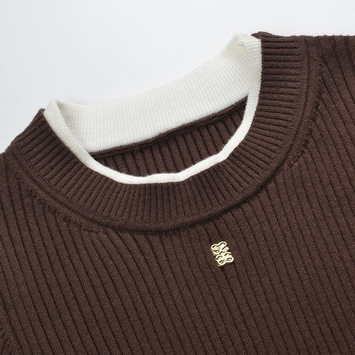 Contrast Stretch Soft  Viscose Knit Top