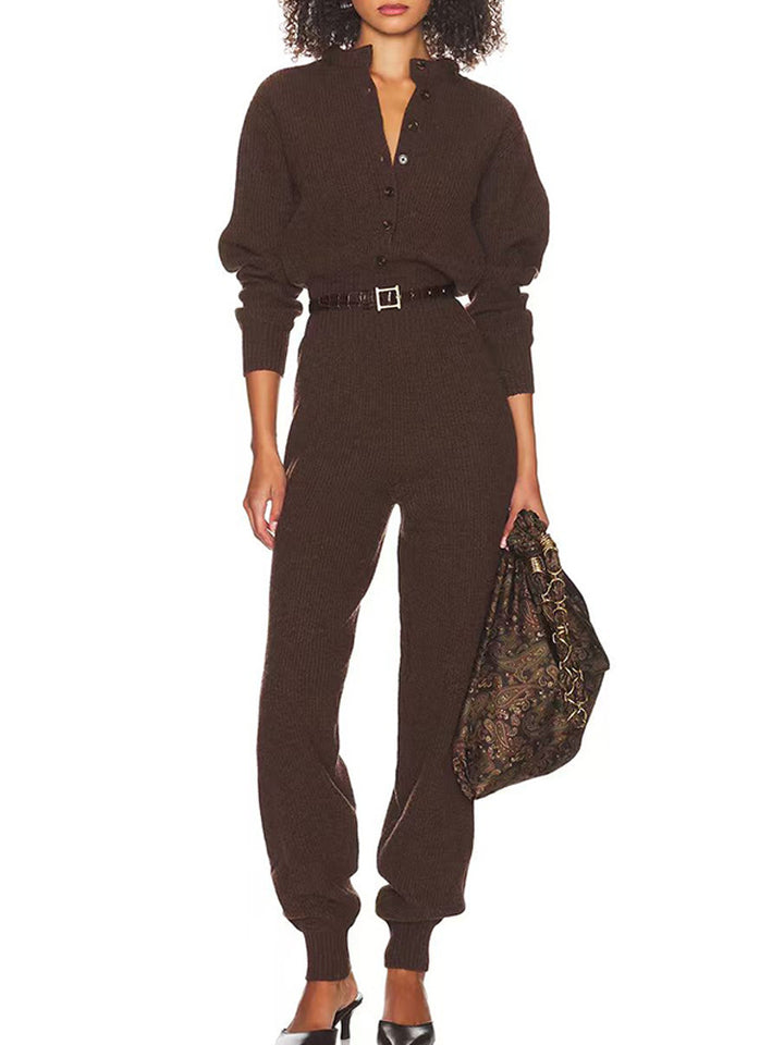 Natasha Pure Wool Ribbed Knit Jumpsuit