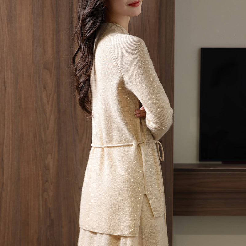 Luxe Glimmer Tie Sweater