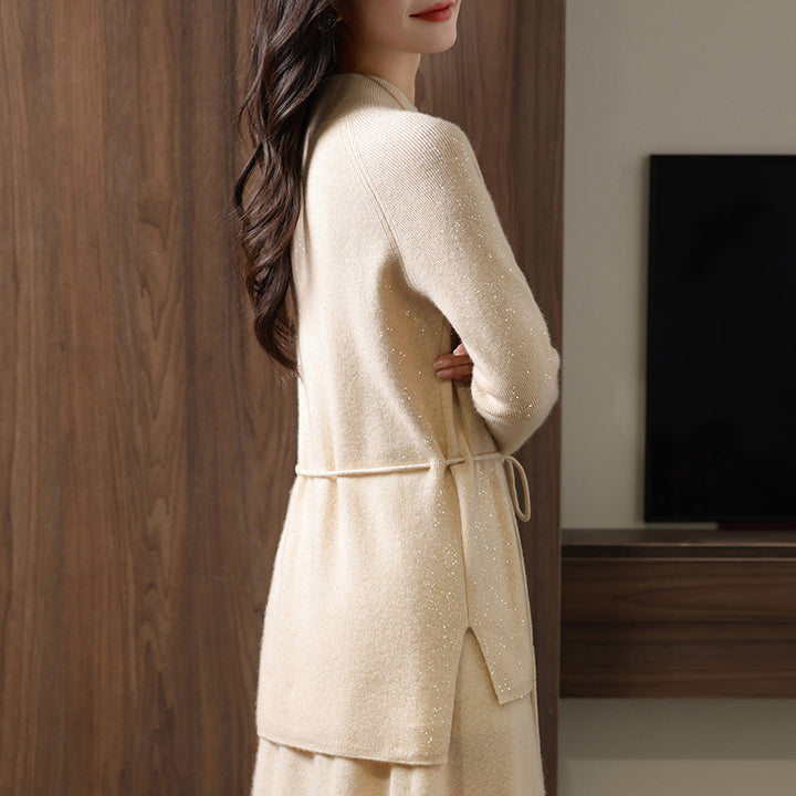 Luxe Glimmer Tie Sweater