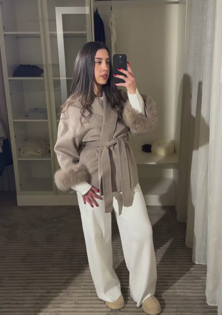 Siena Soft Wool  Cuff Shawl Wrap Coat