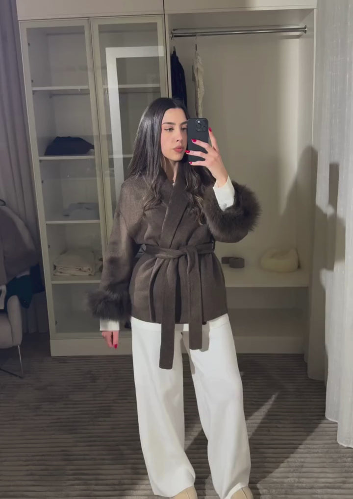 Siena Soft Wool  Cuff Shawl Wrap Coat